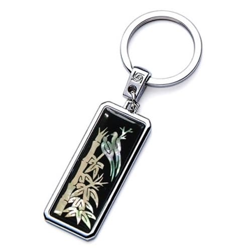 Mother of Pearl KeyRing Bamboo and Birds